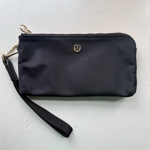 lululemon athletica Black Zip Wristlet with Gold Hardware